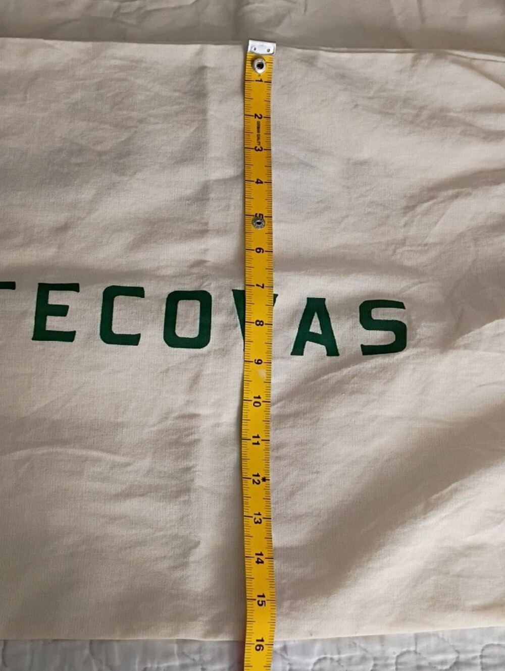 (3) Tecovas Cream Canvas Boot Dust Bag with Green Logo 16 X 20 Inches - Picture 2 of 5